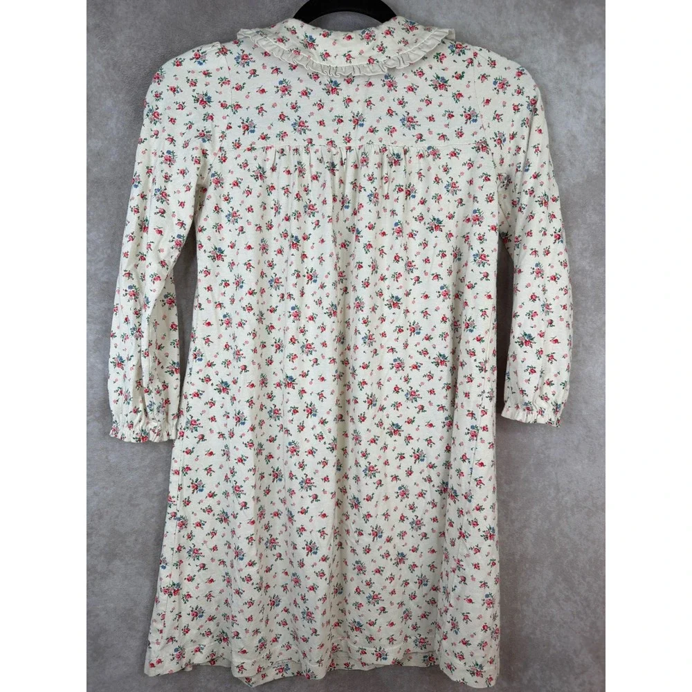 Mini Boden Nightgown Girls 8-9Y Cream Floral Ruffle Peter Pan Collar Sleep Dress